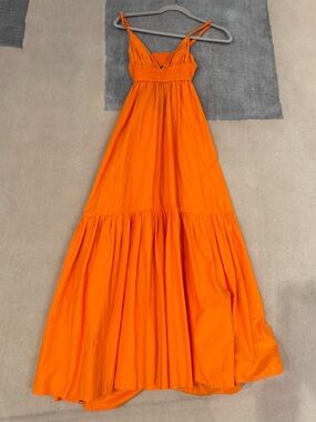 A.L.C. Vibrant Orange Smocked Maxi Dress